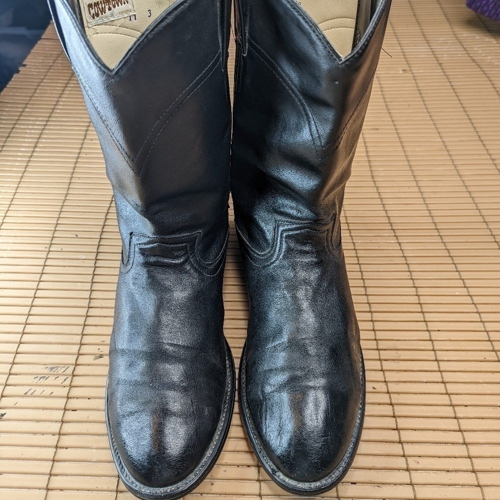 Cowtown men's sz 8EE black leather cowboy Western Boots - Picture 2 of 10